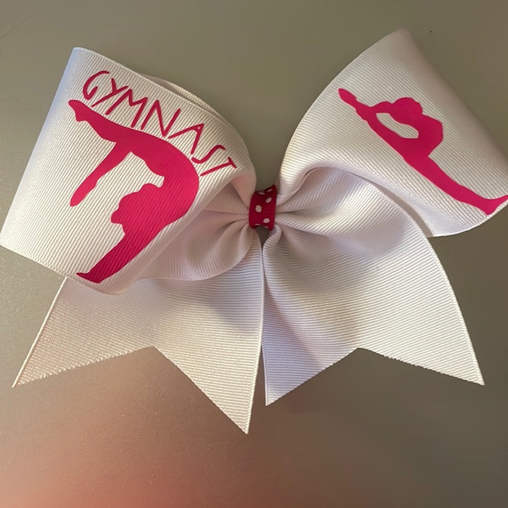 Pink & White Gymnast Bow